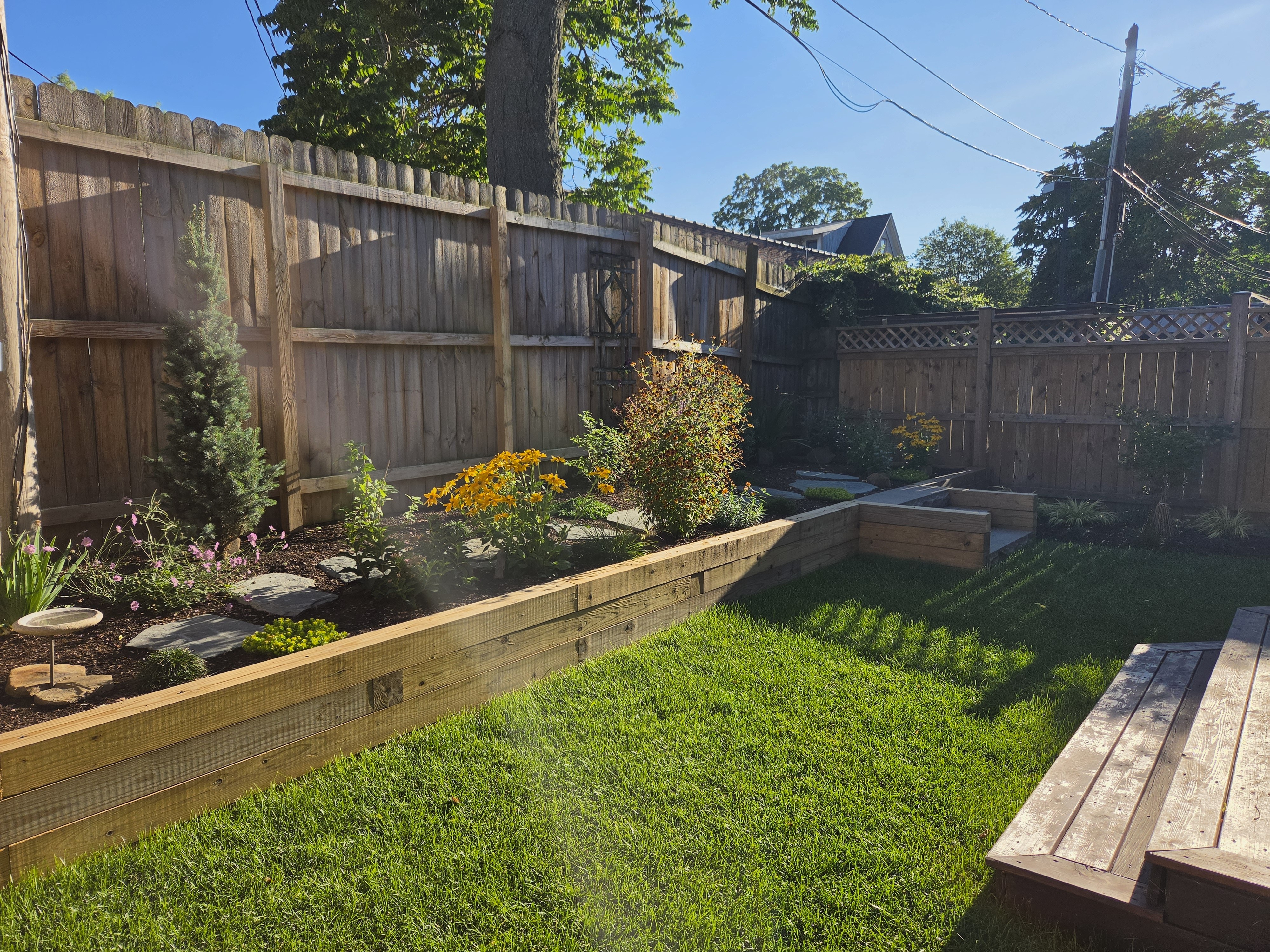 Raised garden bed at Stone and Bloom Terrace