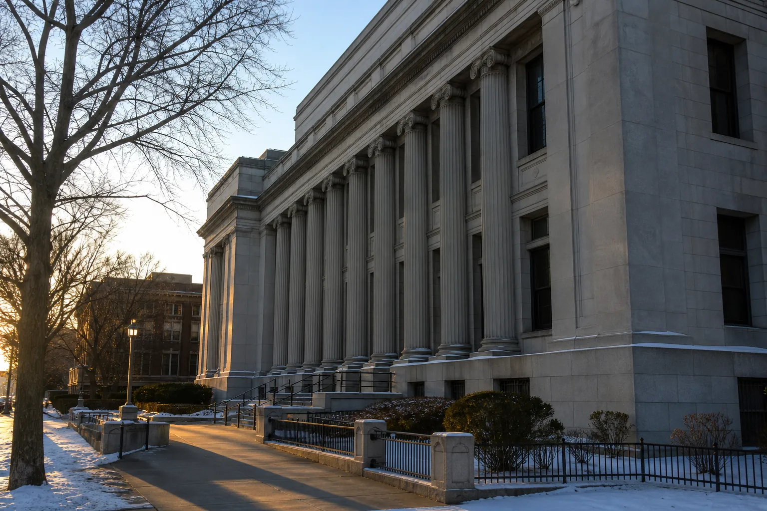Federal courthouse in Buffalo in winter light