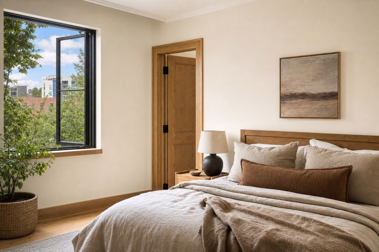 Painted bedroom interior