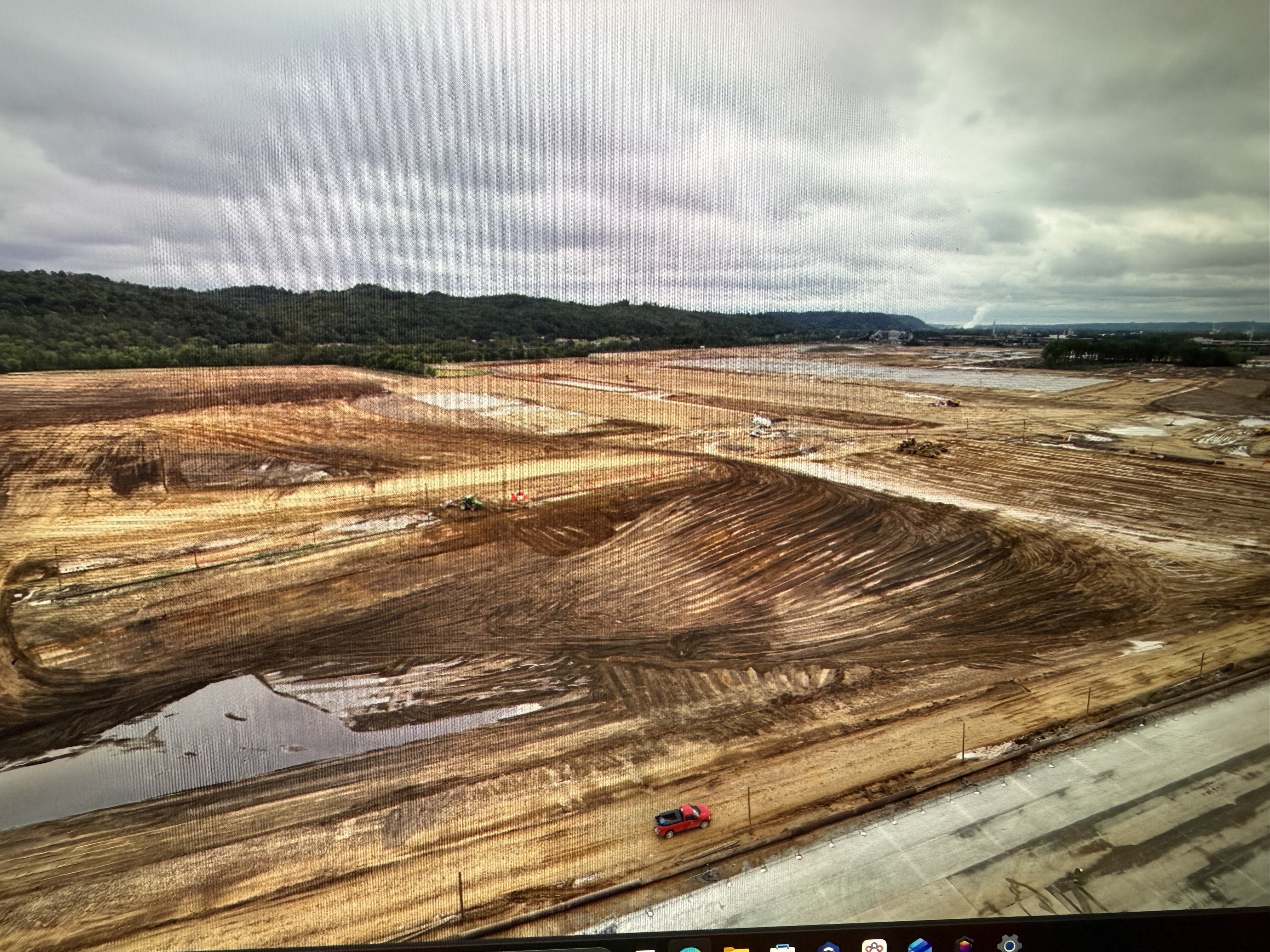 Aerial construction documentation showing site progress from above
