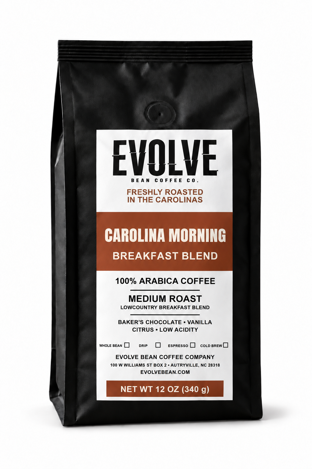 Bag of Evolve Bean Carolina Morning breakfast blend