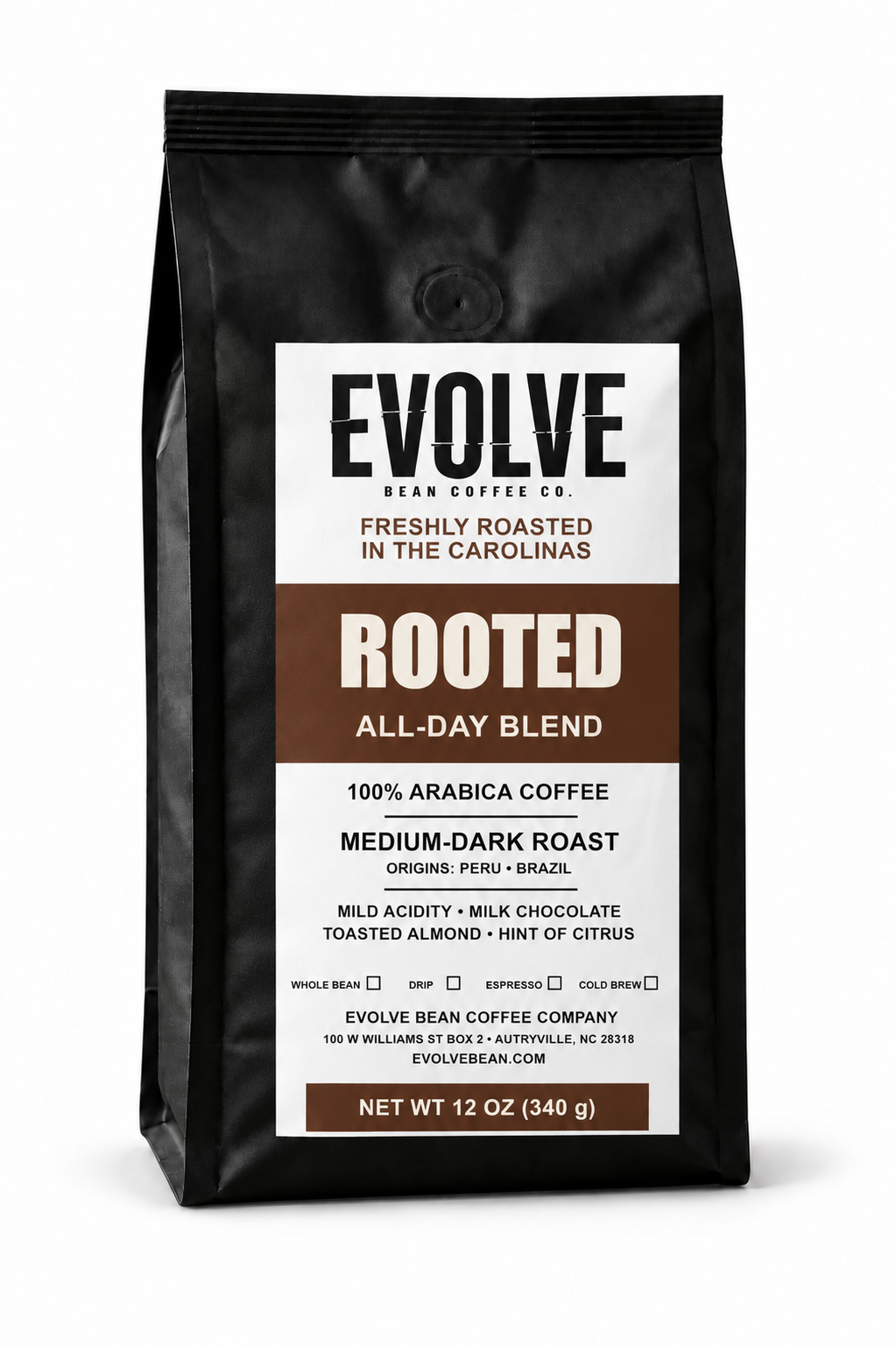 Bag of Evolve Bean Rooted all-day blend