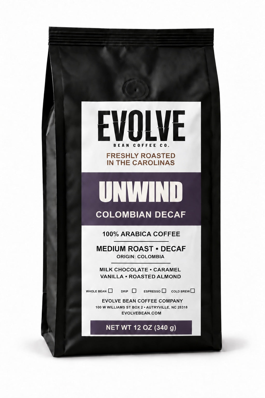 Bag of Evolve Bean Unwind Colombian decaf