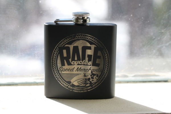 Rage Cycles Custom Flask Engraving