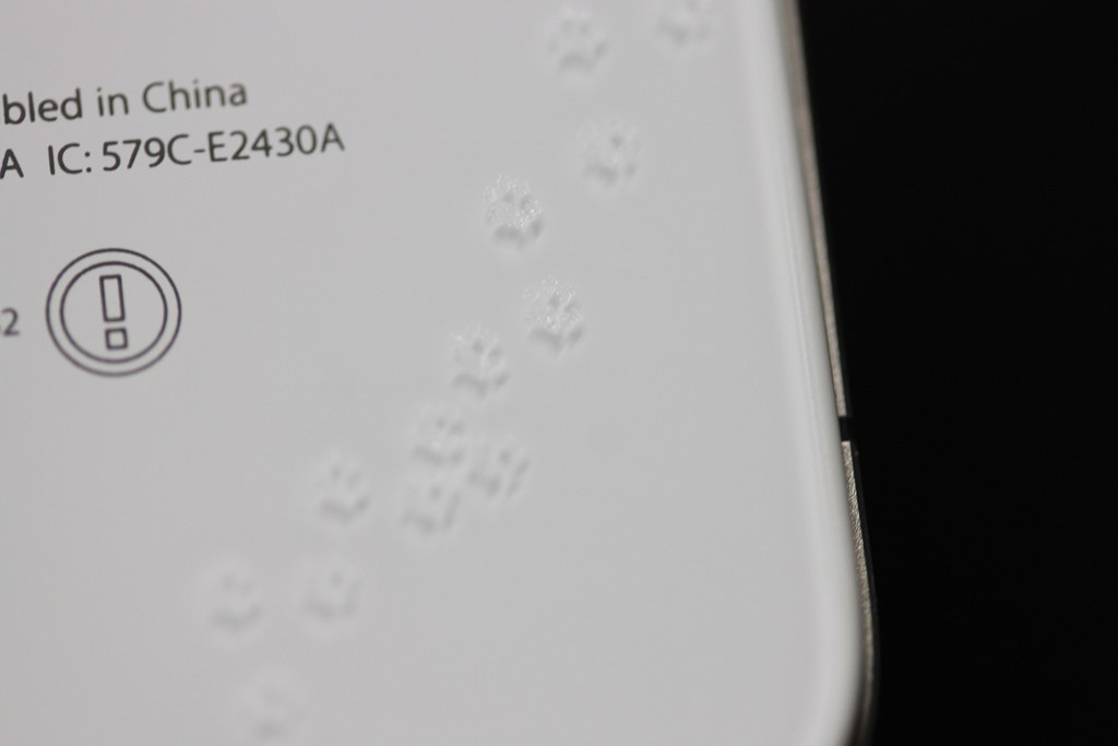 Footprints on a white iPhone