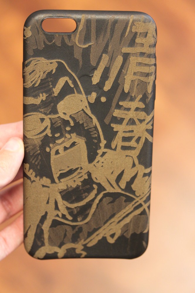 Engraved Black Leather iPhone Case
