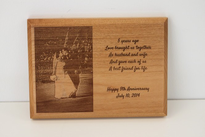 Wooden Photo Plaque – 5 Year Anniversary
