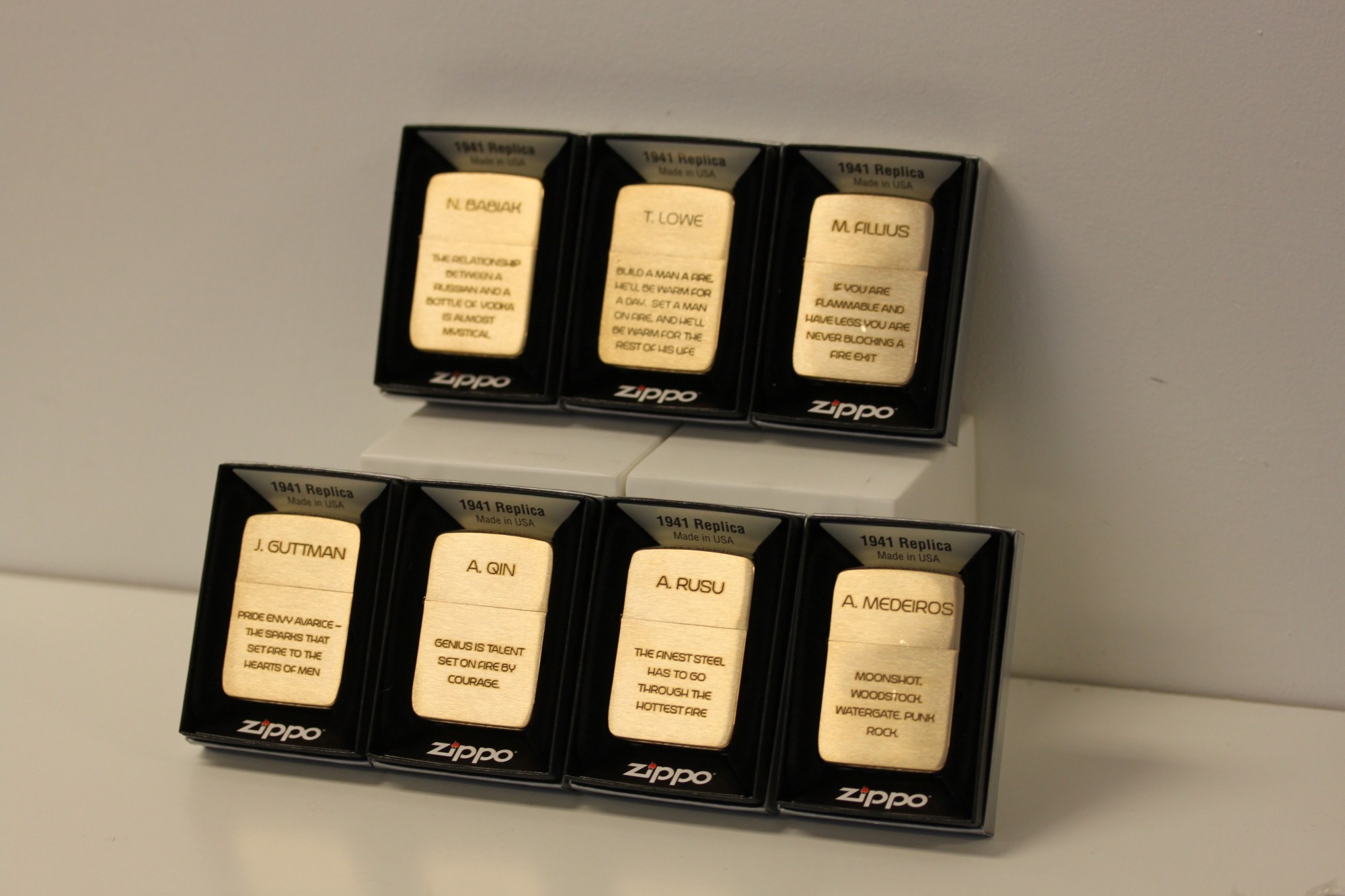 Engraved Groomsman Gifts – Gold Brass Zippos