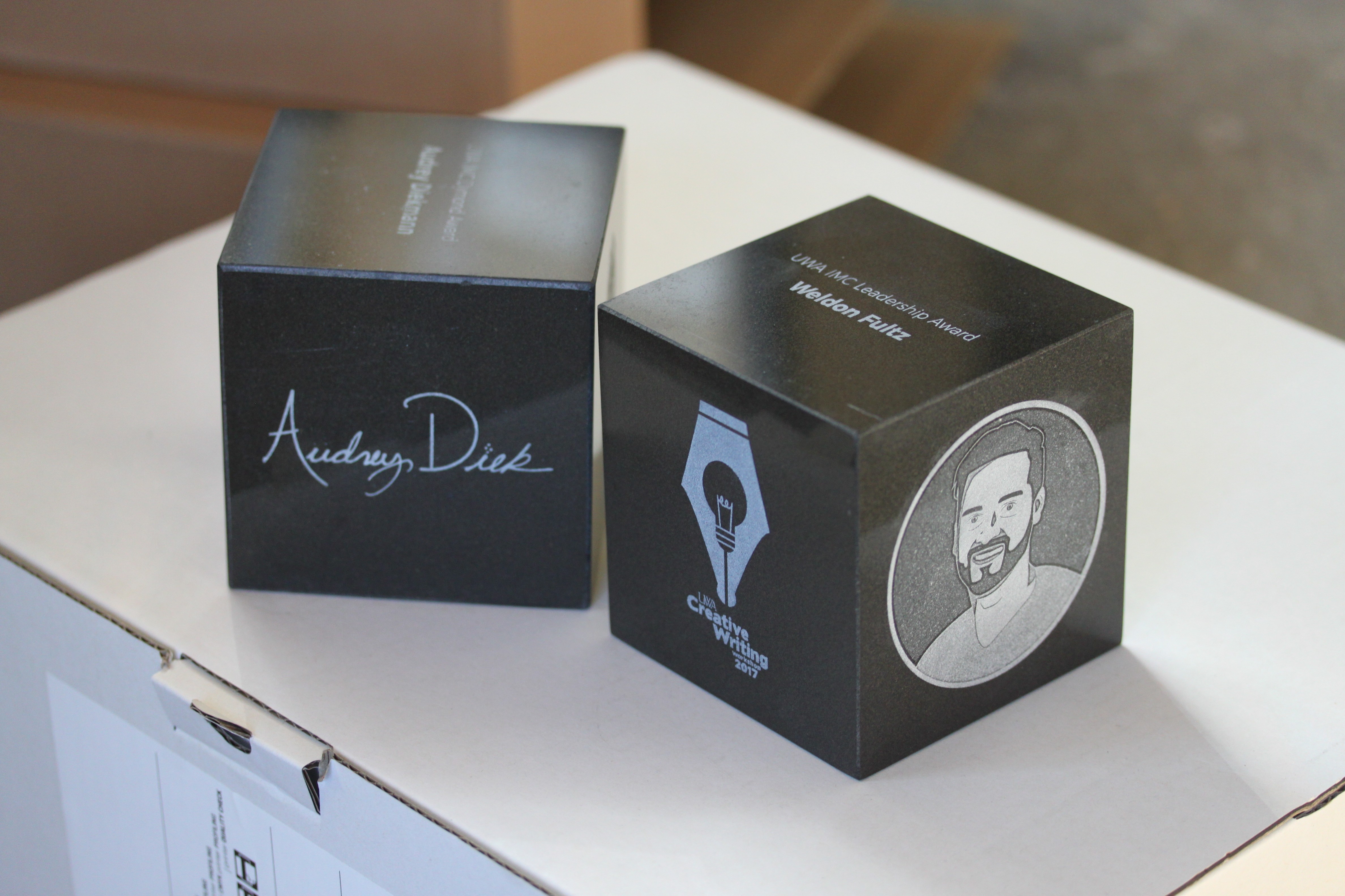 Laser Engraved Granite Cube for Corporate Awards