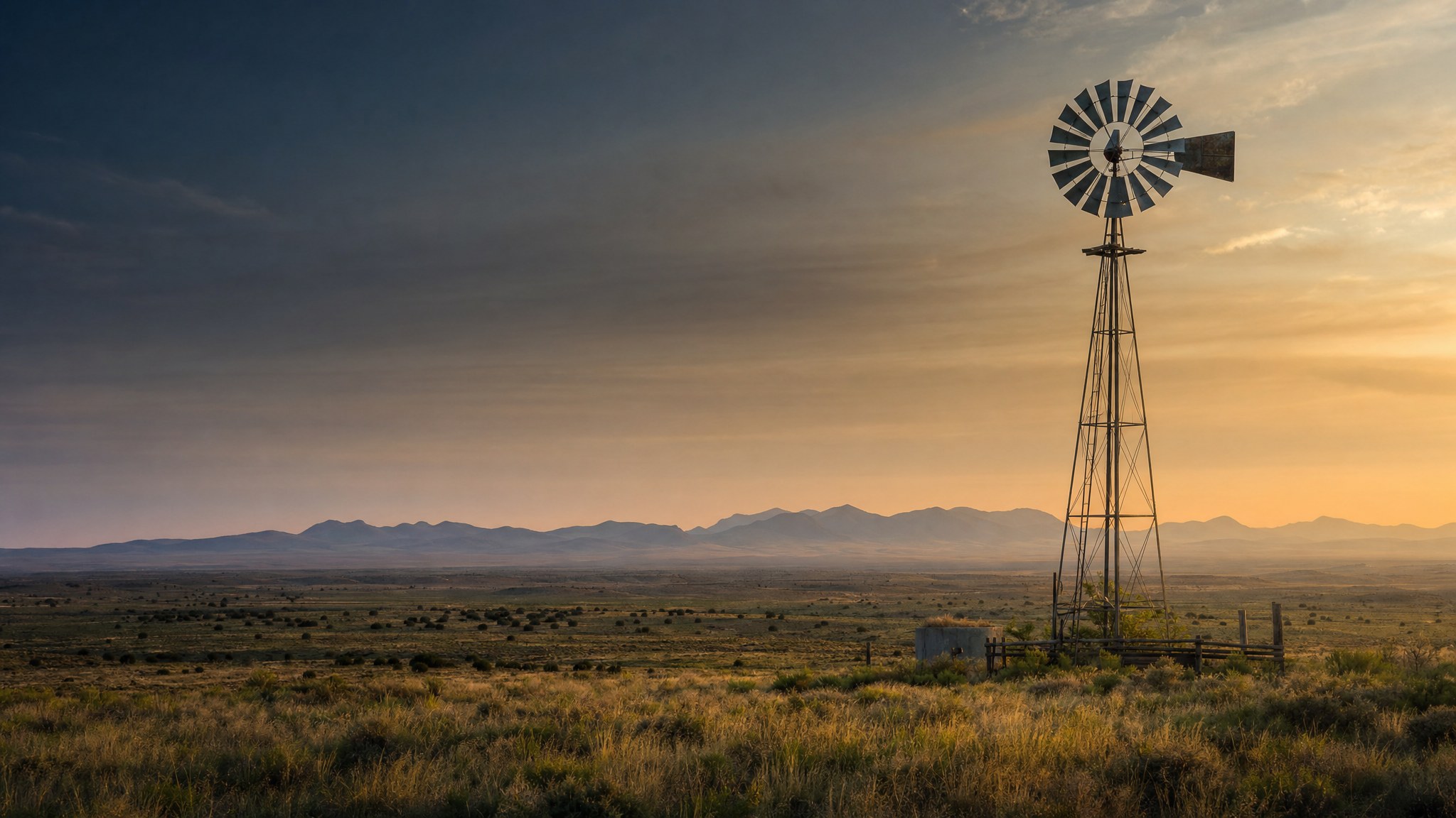 Sunset over Arizona ranch country
