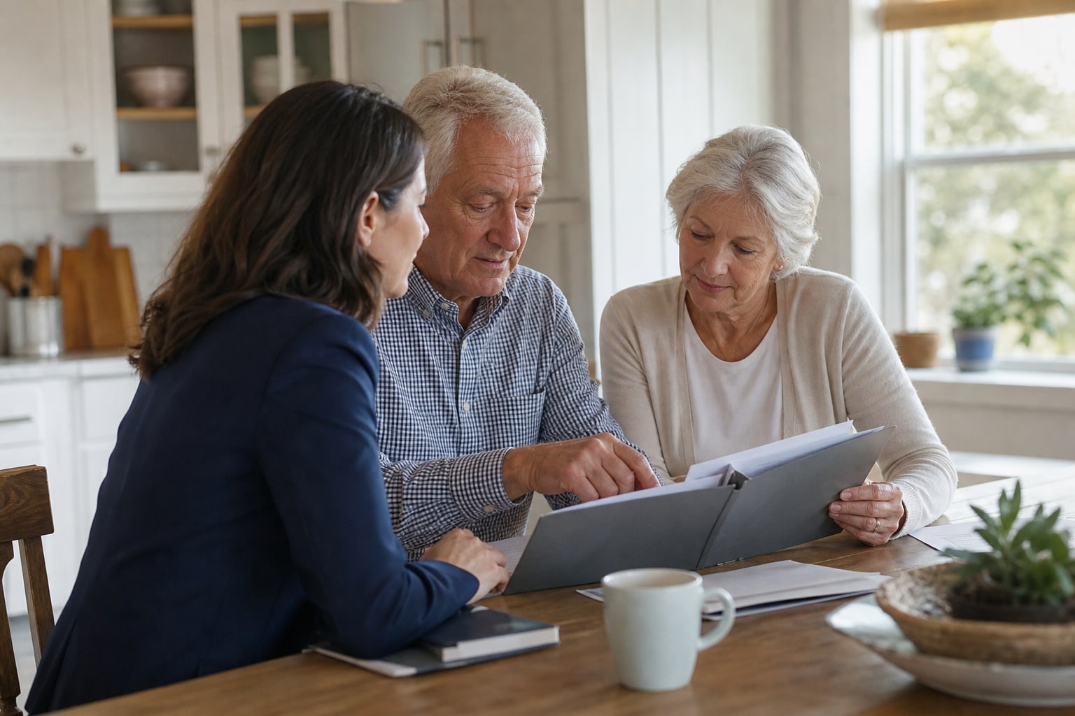Family members organizing important household documents together