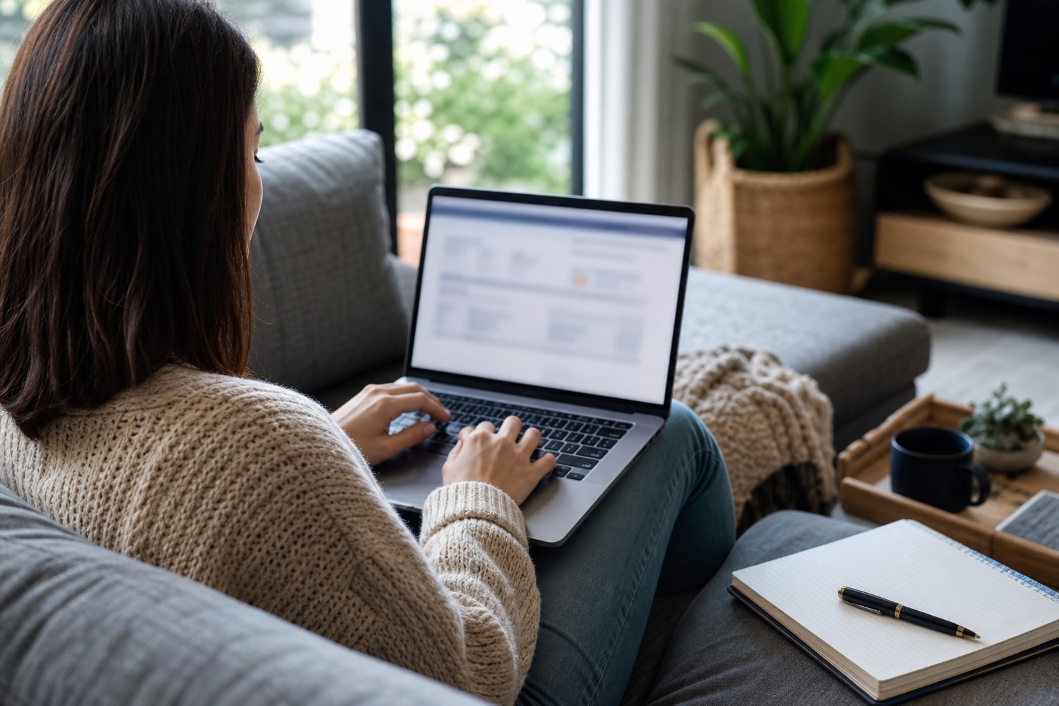 Person reviewing a policy account online from home