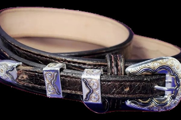 Alligator Ranger Belt custom handmade and Custom Silver 4 piece buckle set