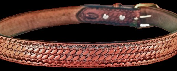 BELT LEATHER CUSTOM HANDCRAFTED 1-1/4"to 1 3/4" HI LITED BASKET WEAVE DESIGN