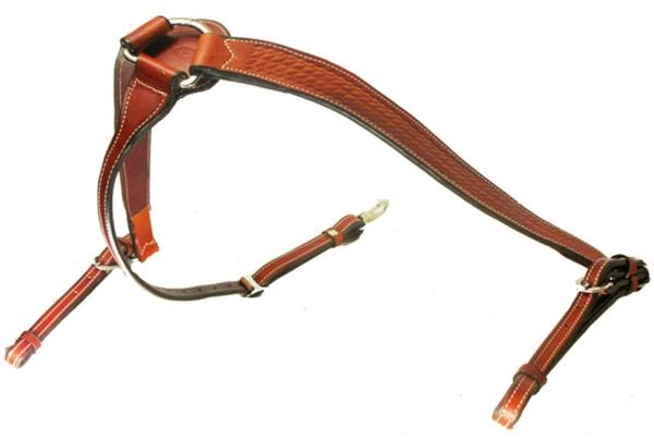 BREAST COLLAR CUSTOM HAND CRAFTED 1-3/4 CONTOUR SADDLE TAN BASKET WEAVED