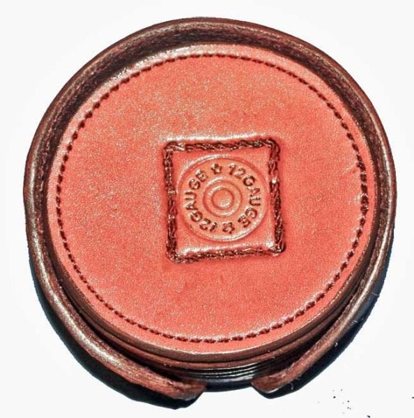 COASTERS LEATHER WITH SHOTGUN SHELL AND FULLY SEWED 4 OR 6 EACH
