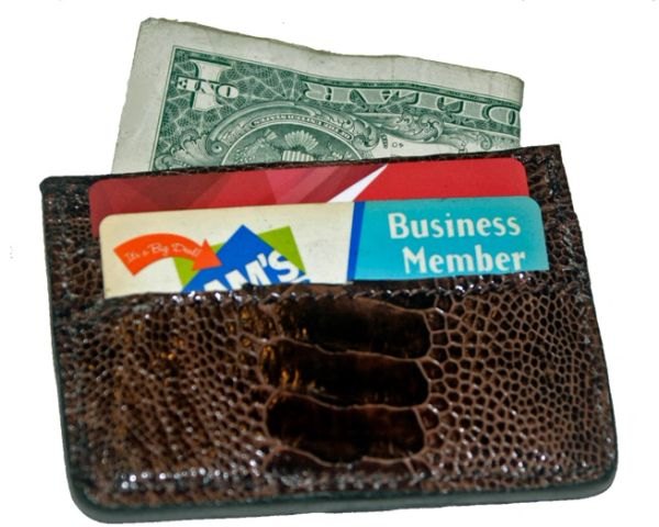 Credit card and money clip exotic leathers and colors