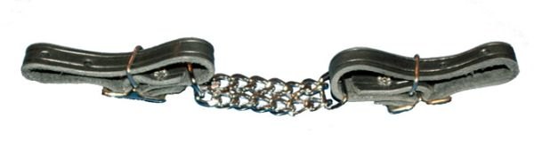 CURB CUSTOM HANDMADE BLACK LEATHER CURB WITH DOUBLE CHAIN