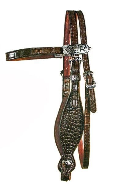 Genuine Alligator Browband Headstall In Three Colors and Jeremiah Watts hardware