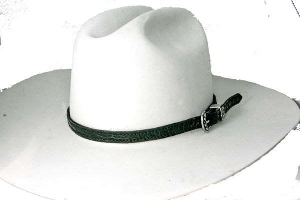 Genuine Alligator hat band with Jerimiah Watts buckle set