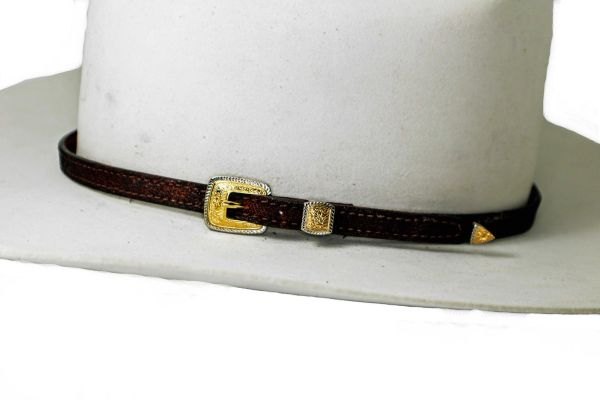 Genuine Elephant Hat Band Kangaroo lined Silver and Gold type Buckle
