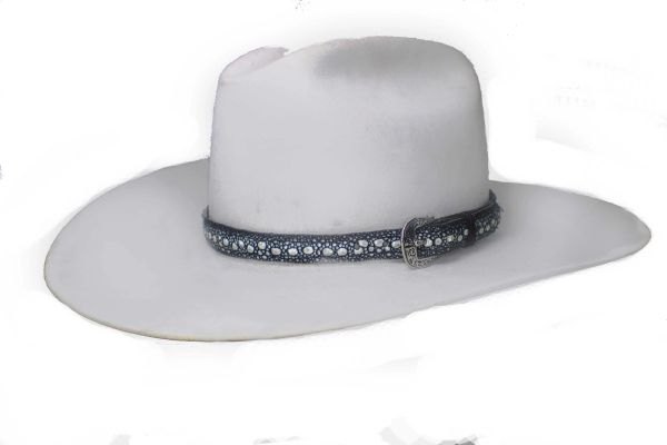Genuine STING RAY Hat Band Kangaroo lined Silver type Buckle