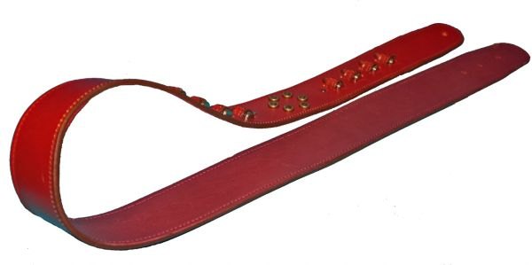 GUITAR STRAP CUSTOM HANDMADE LEATHER / BULLETS AND SHELLS IN PISTOL PATTERN