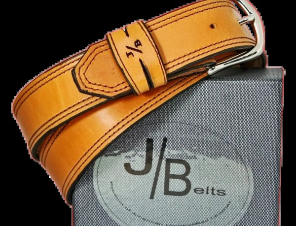 J/B Signature Leather Dress Belt, custom handmade from start to finish in LONDON TAN