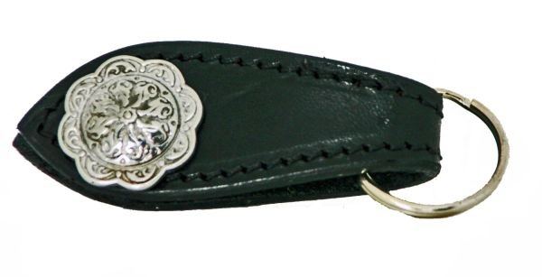 KEY RING English Bridle Leather with Jeremiah Watts Concho