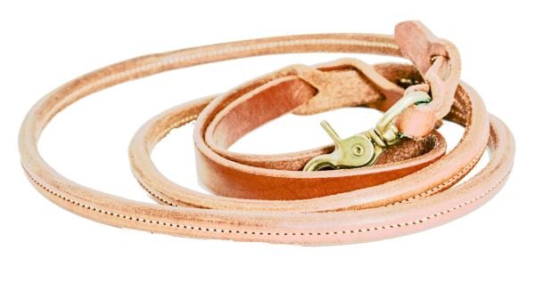 LEASH DOG HARNESS ROUNDLEATHER 3/4X6' WITH SOLID BRASS SNAP L05236-HL-SB UNISEX