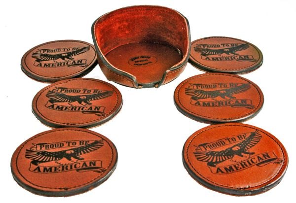 leather coaster patriot Proud to be American