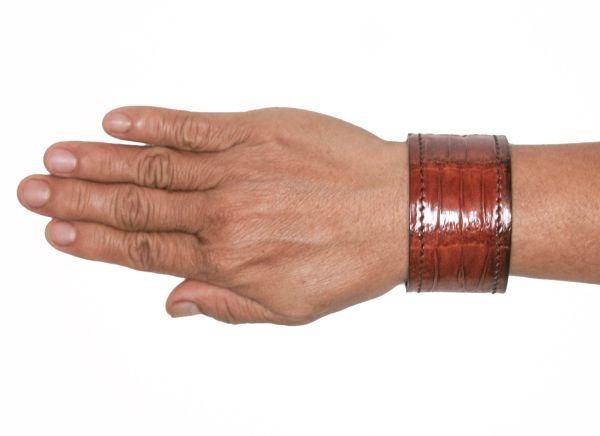 leather cuff or Bracelets Real Alligator Kangaroo lined