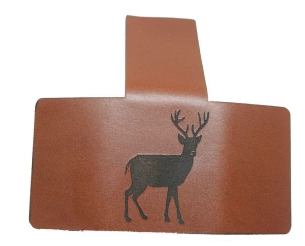 LEATHER FRONT POCKET MONEY CLIP WITH A DEER ENGRAVED ON BACK