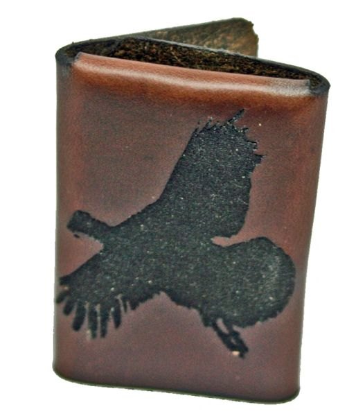 LEATHER FRONT POCKET MONEY CLIP WITH A TURKEY ENGRAVED ON BACK