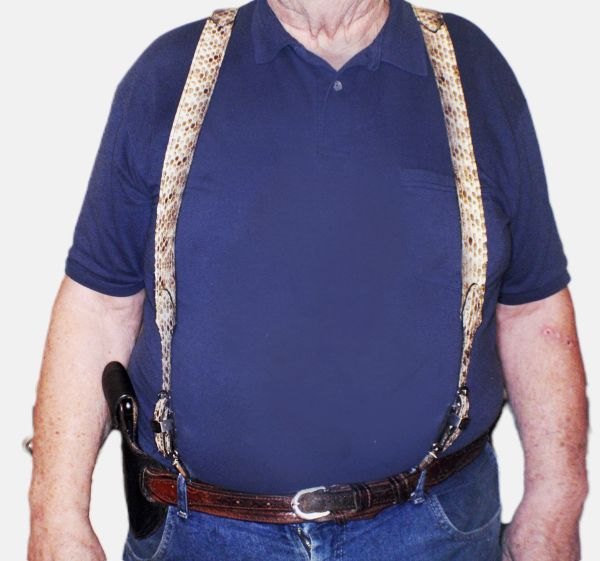 Leather Suspenders for men Rattlesnake with stainless steel buckles