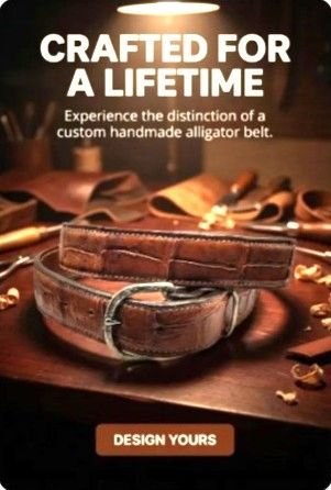 Custom Handmade Leather Alligator Dress Belt for Men & Women