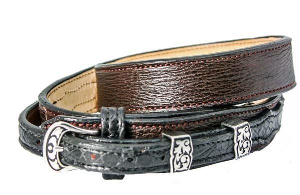 Ranger Belt Real Brown Shark Skin with Real Black Alligator
