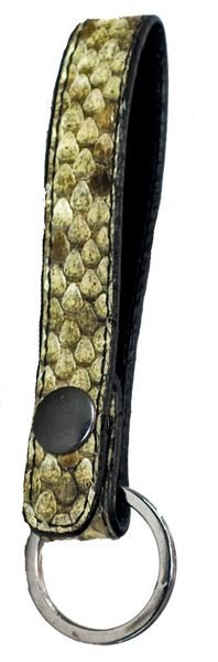 Rattlesnake Key FOB wth Water Buffalo lined and stainless-steel key ring