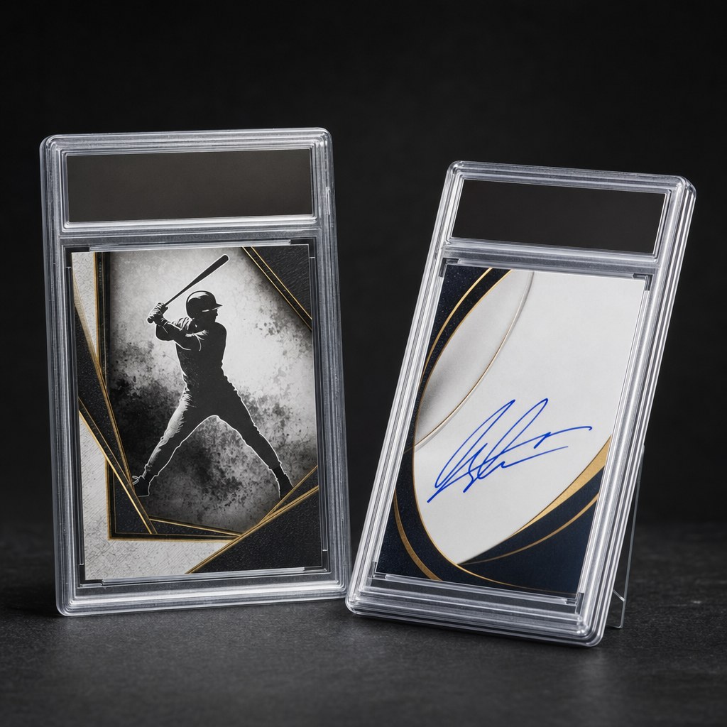 Generic sports cards shown in clear graded holders