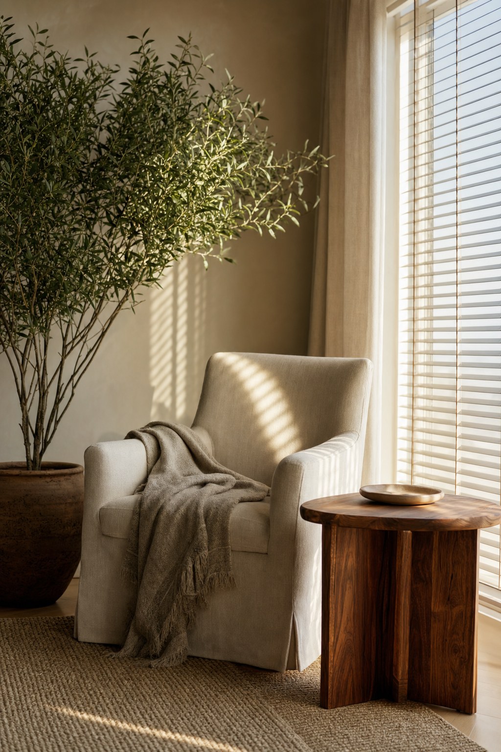 Quiet sunlit corner of a private Orlando studio