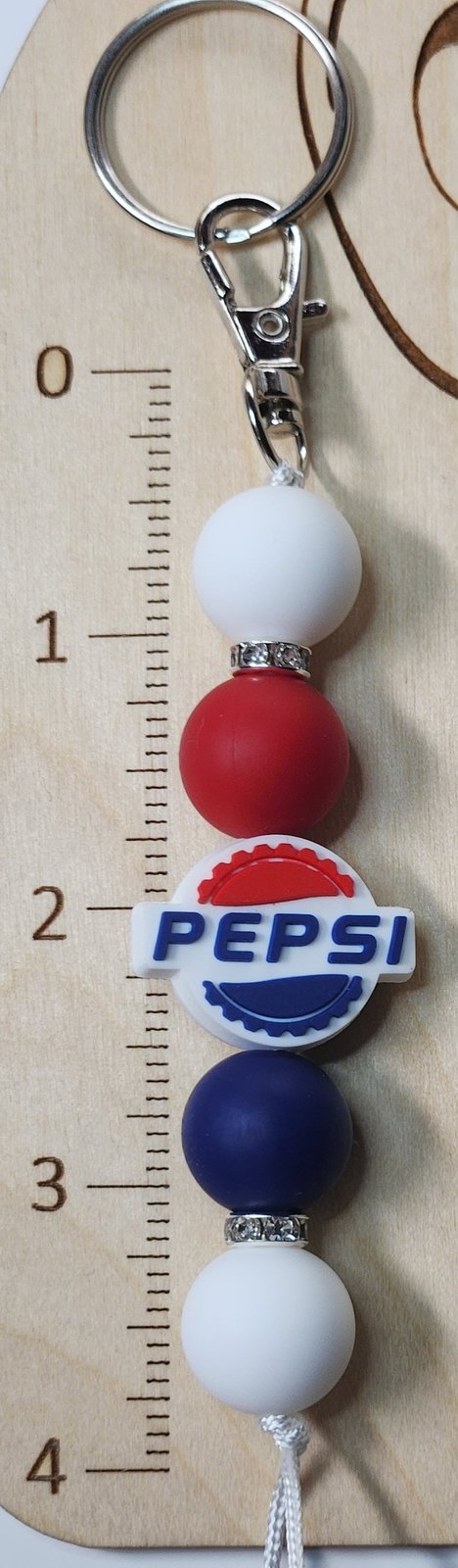 Blue and Red Cola silicone beaded keychain, photo 2