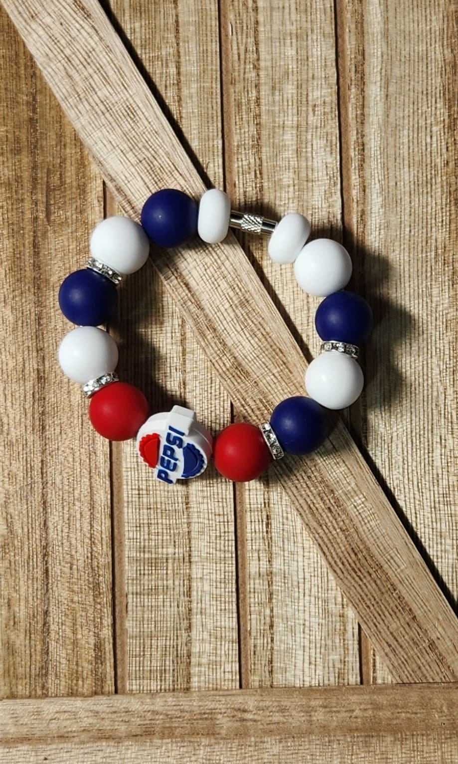 Blue and Red Cola silicone beaded tumbler cup charm
