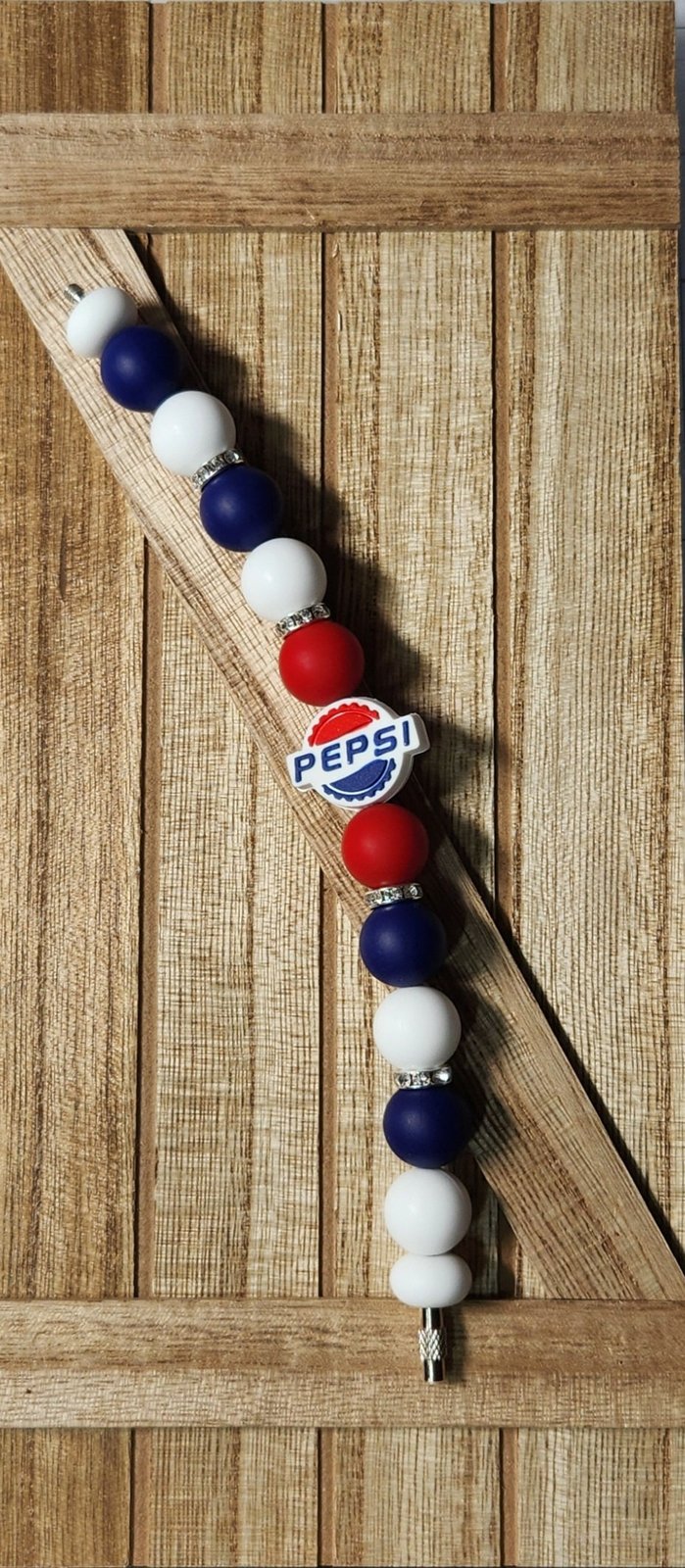 Blue and Red Cola silicone beaded tumbler cup charm, photo 2