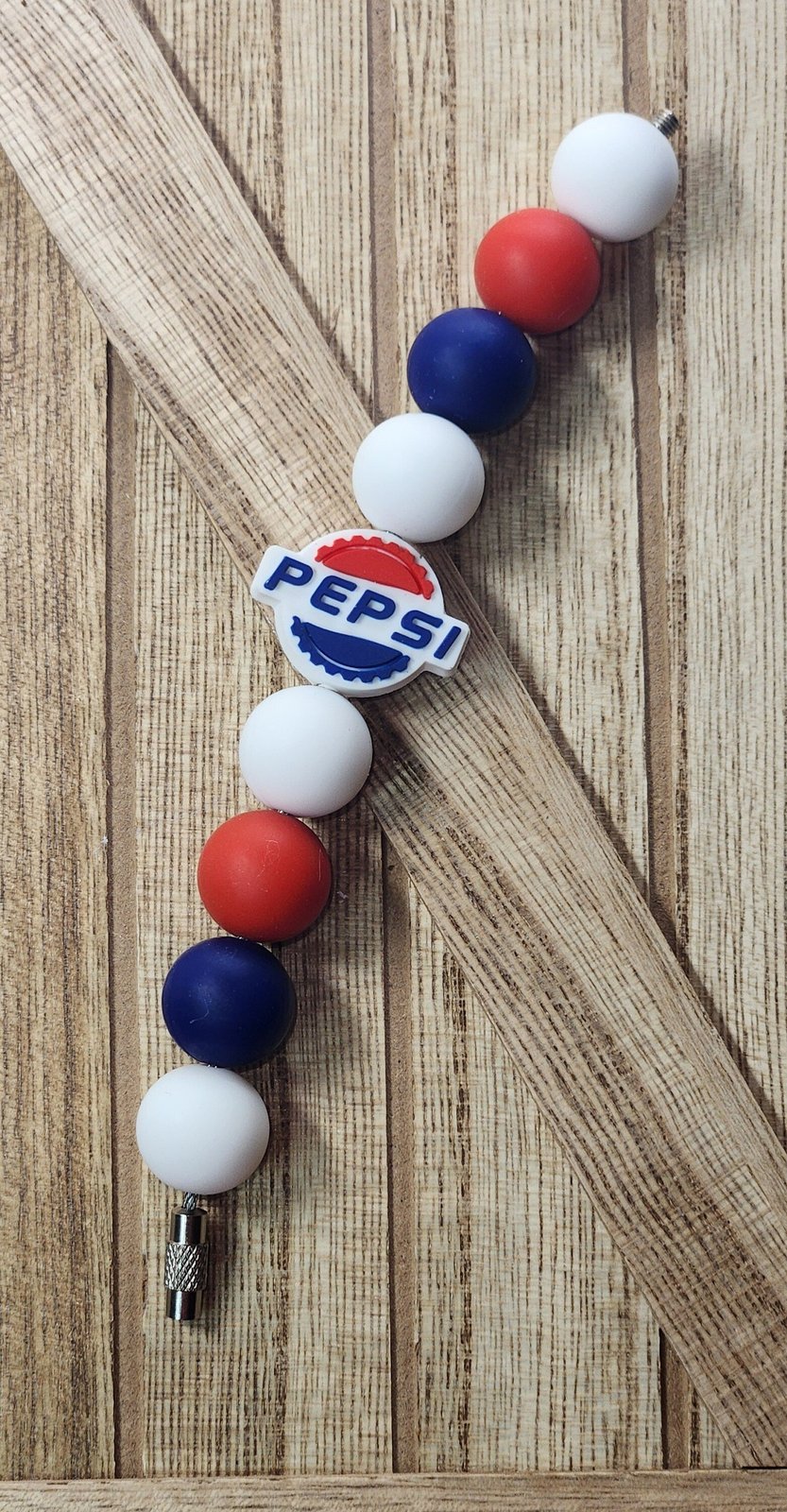 Blue and Red Cola silicone beaded tumbler cup charm, photo 4