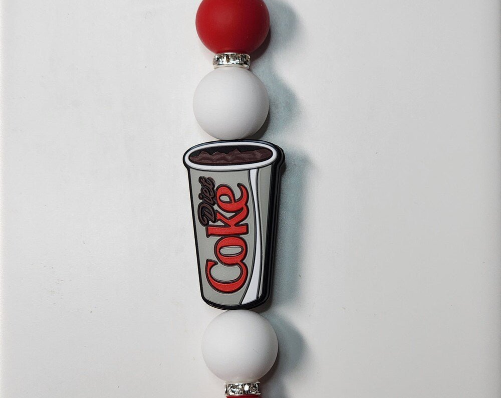 Diet Cola silicone beaded keychain