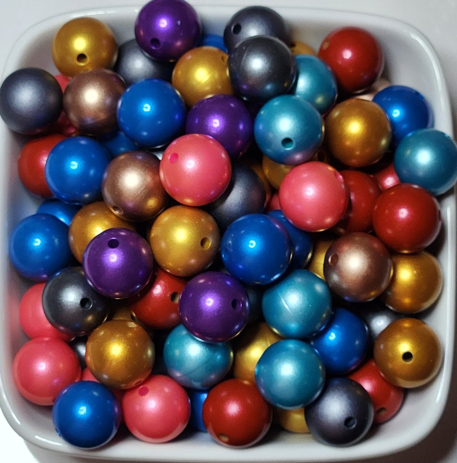 15 mm Metallic Silicone Beads 20 count mixed