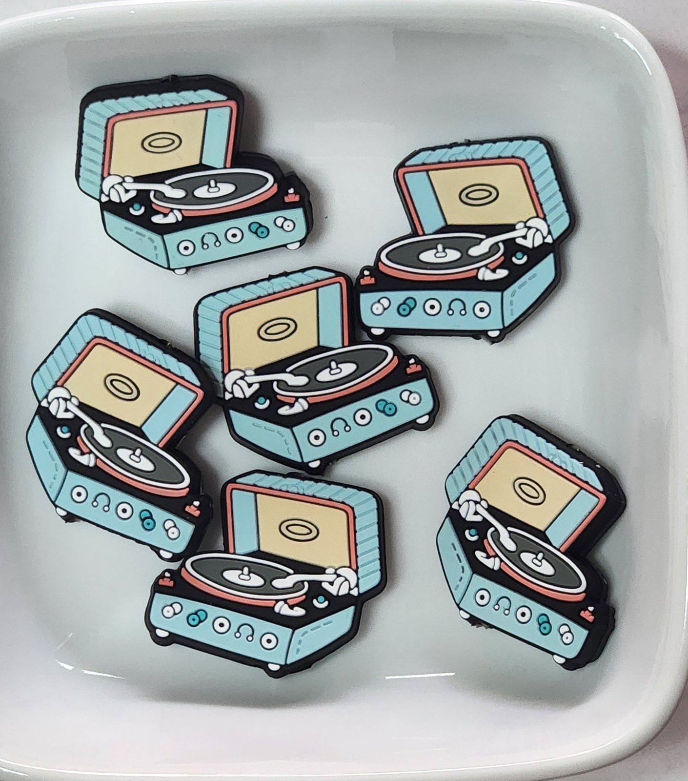 Record Player Silicone focal bead