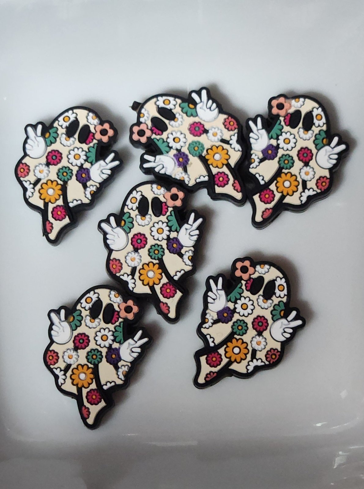 Flower ghost silicone focal bead