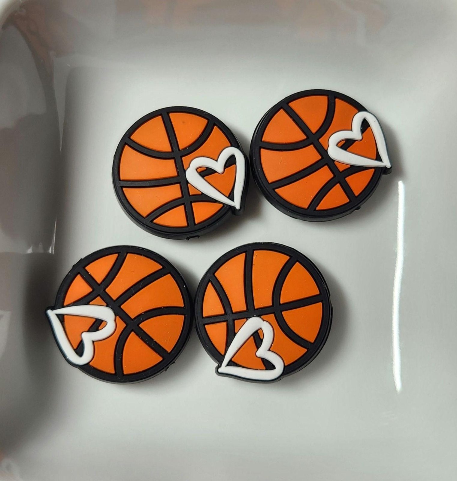 Basketball Silicone focal bead