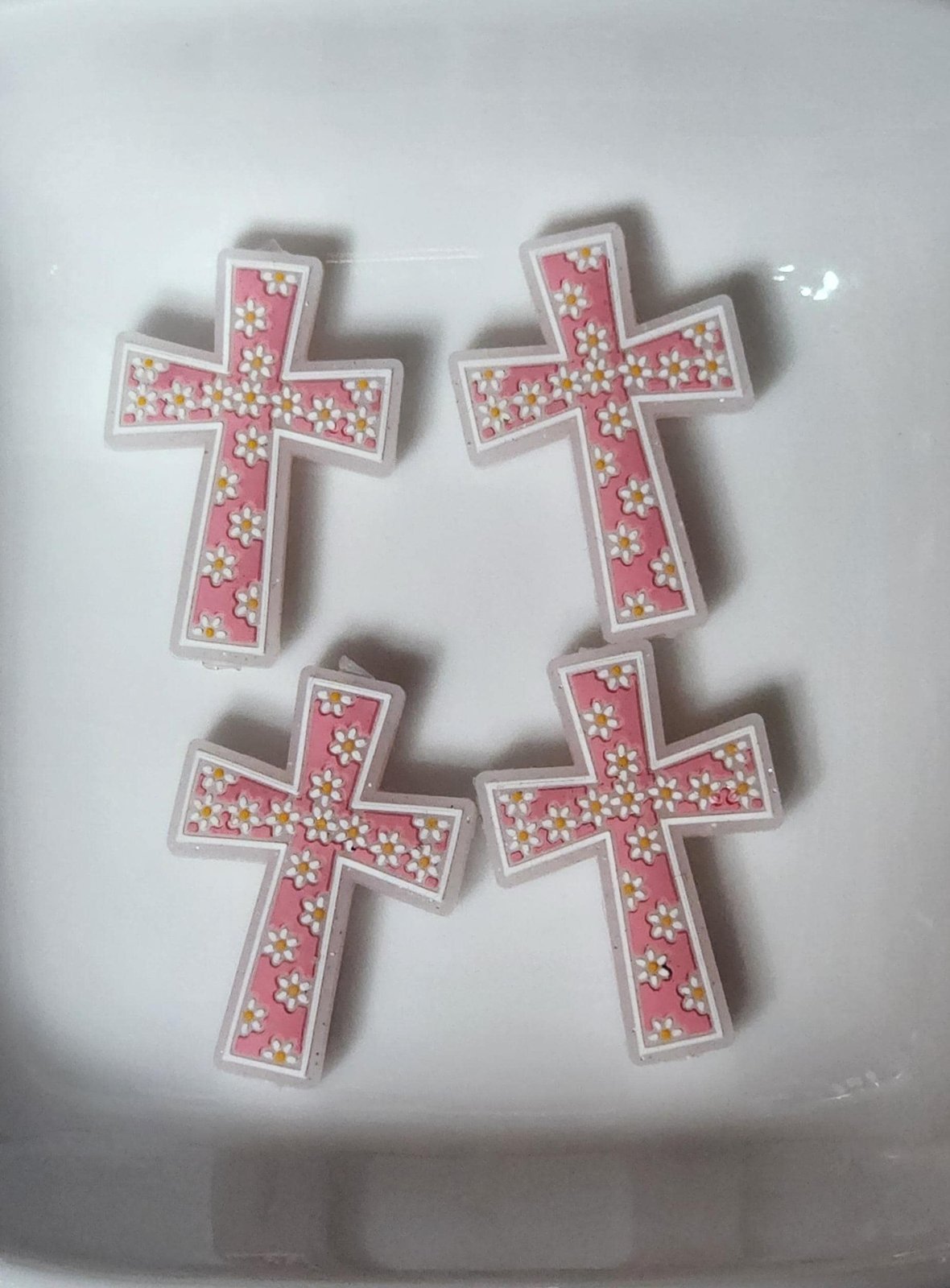 Floral Cross Silicone focal beads